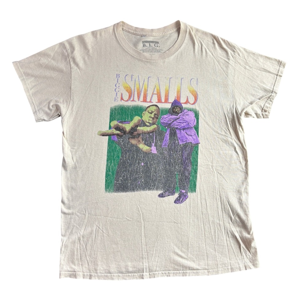 The Notorious B.I.G. Biggie Smalls Graphic Tee Tan Mens Large Short Sleeve Shirt